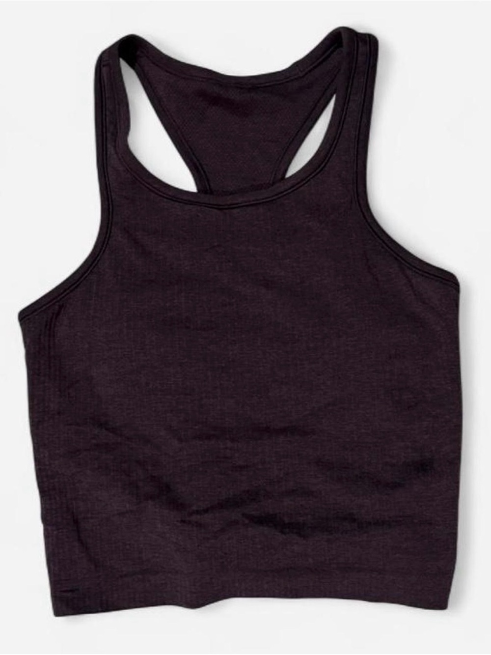 lululemon athletica Women's Racerback Crop Tank with Bra - Deep Black Plum/Brown